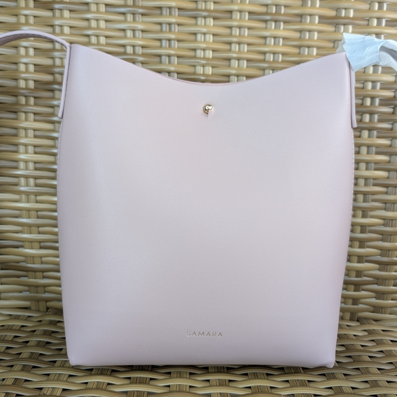 Samara Anthropologie Peony Pink Vegan Leather Medium Crossbody Shoulder Bag NWOT - Picture 2 of 16